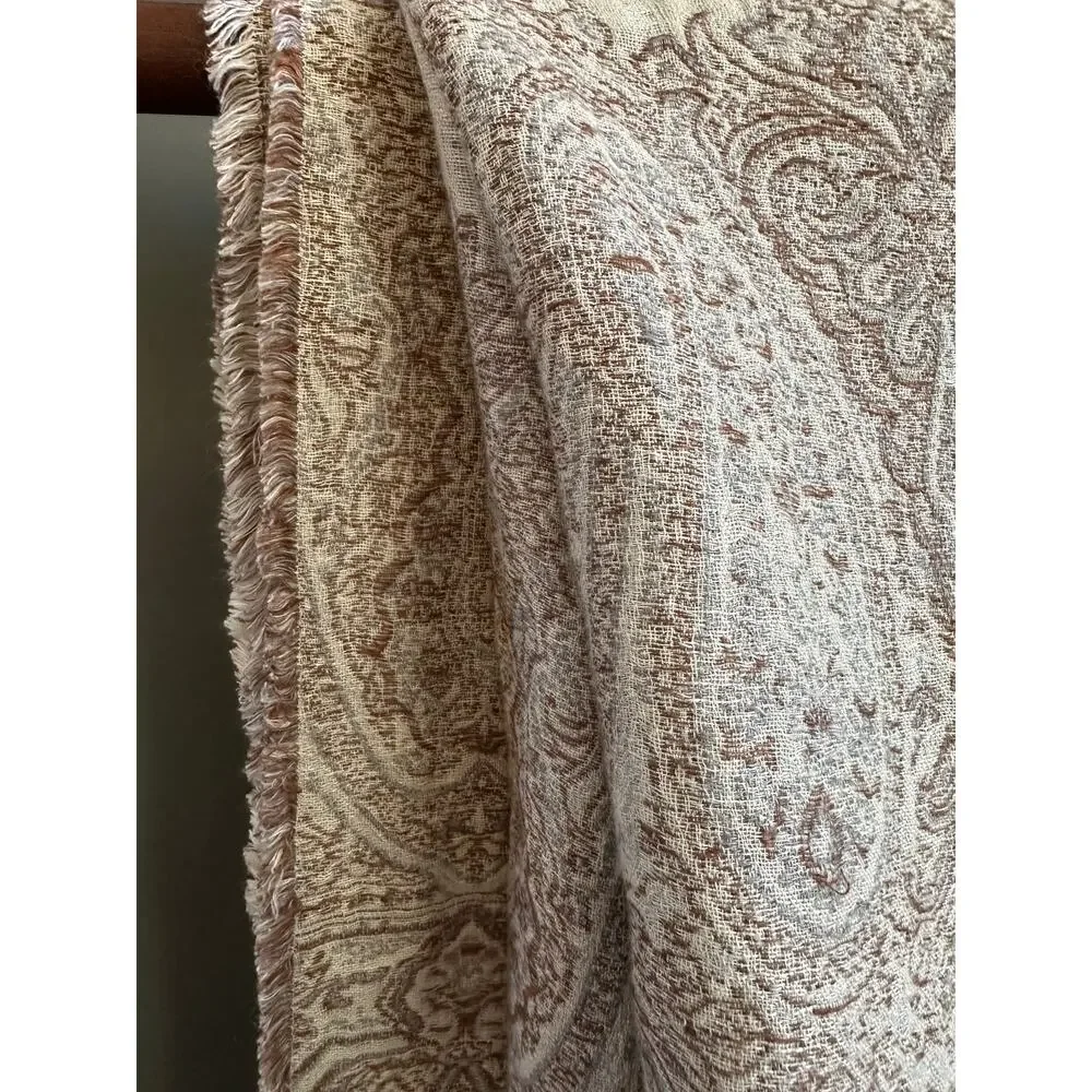 Ralph Lauren Marylebone Randle Cream Throw Blanket linen cotton cream paisley